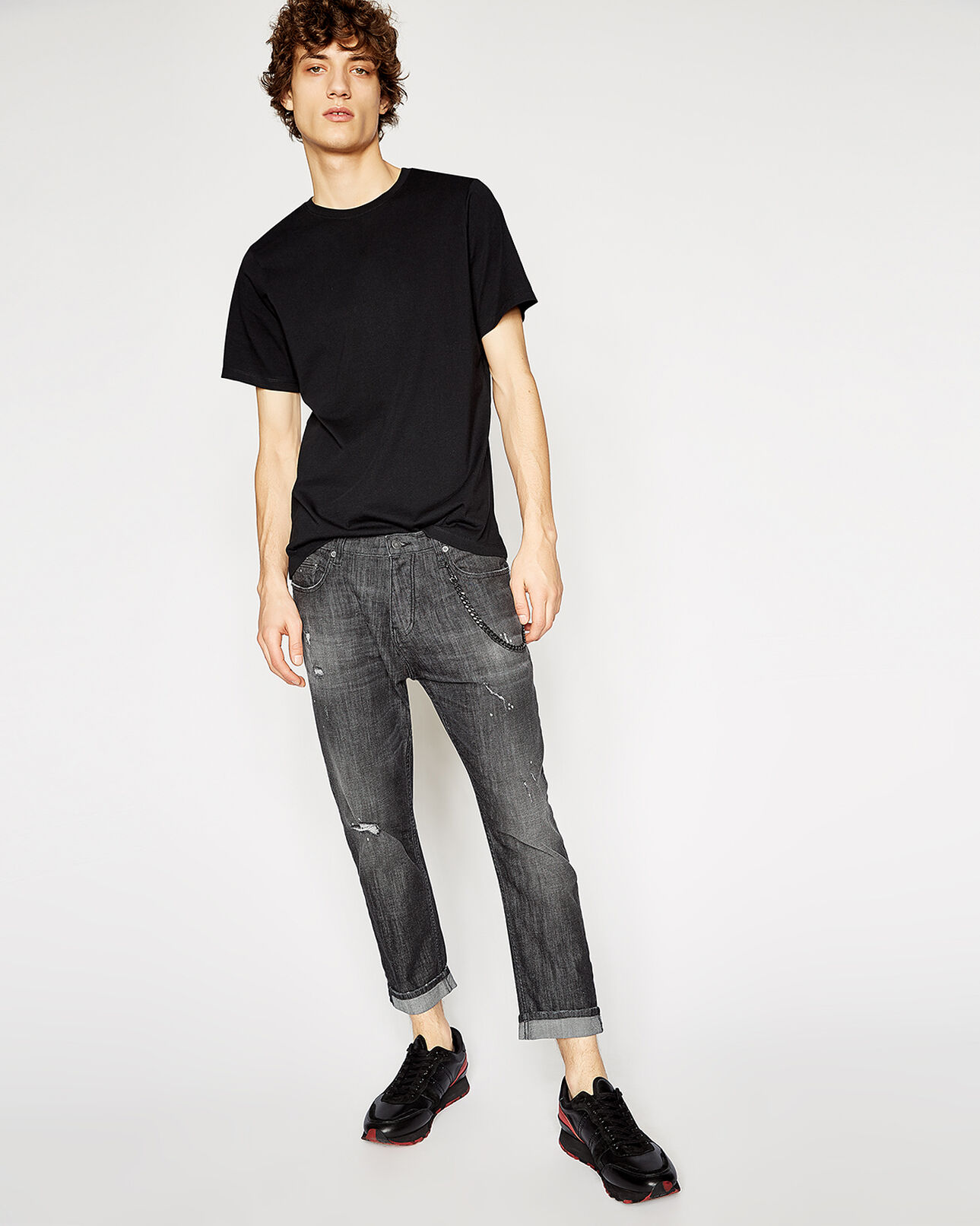 The Kooples HOMME BLACK WASHED jean gris foncé délavé