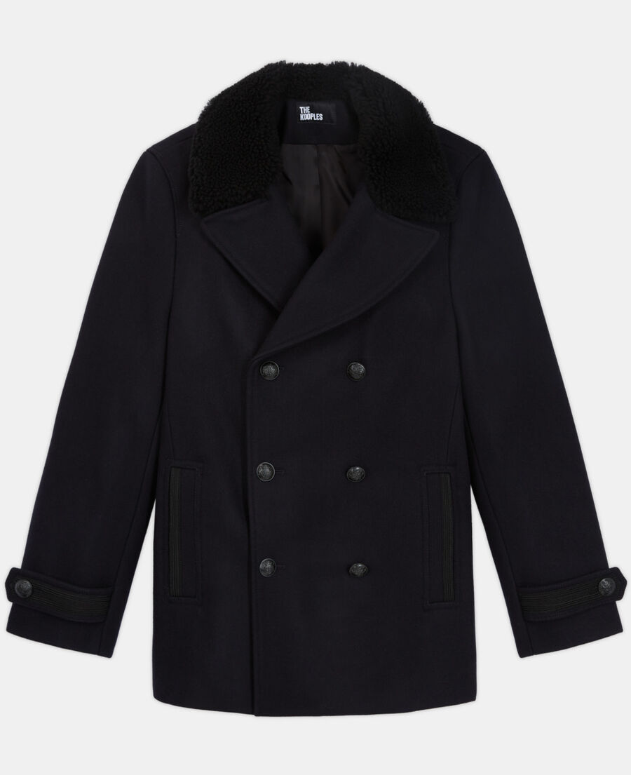 manteau en laine bleu marine