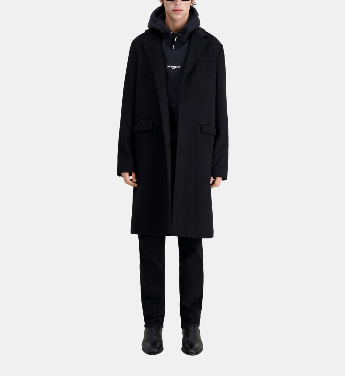 Long black cashmere coat