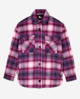 The Kooples F BABY PINK / CASSIS checked overshirt style jacket