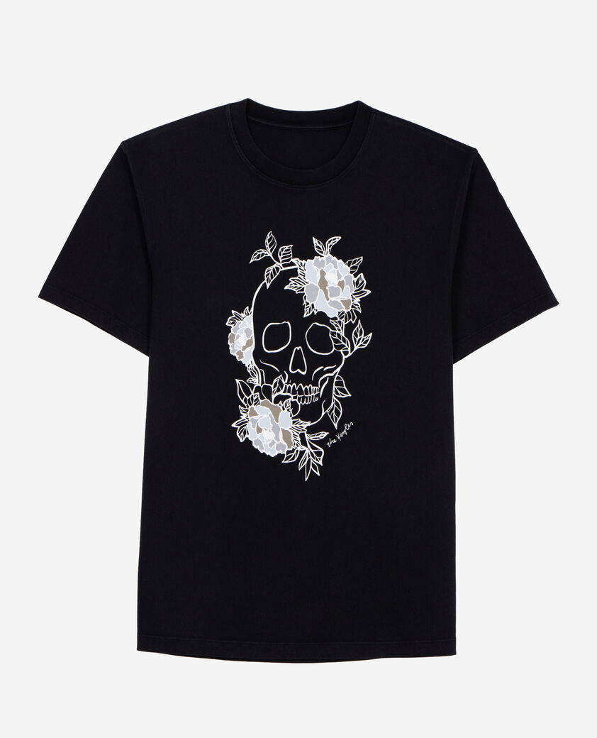 The Kooples HOMME BLACK WASHED t-shirt avec s&eacute;rigraphie noir