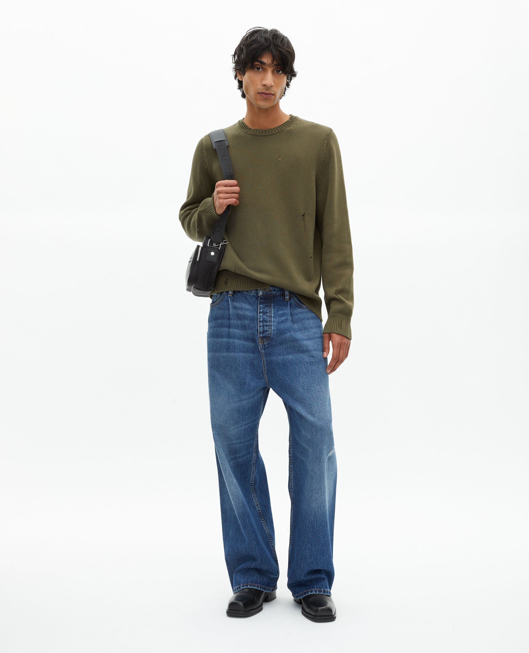 Khaki openwork sweater, KAKI, hi-res image number null