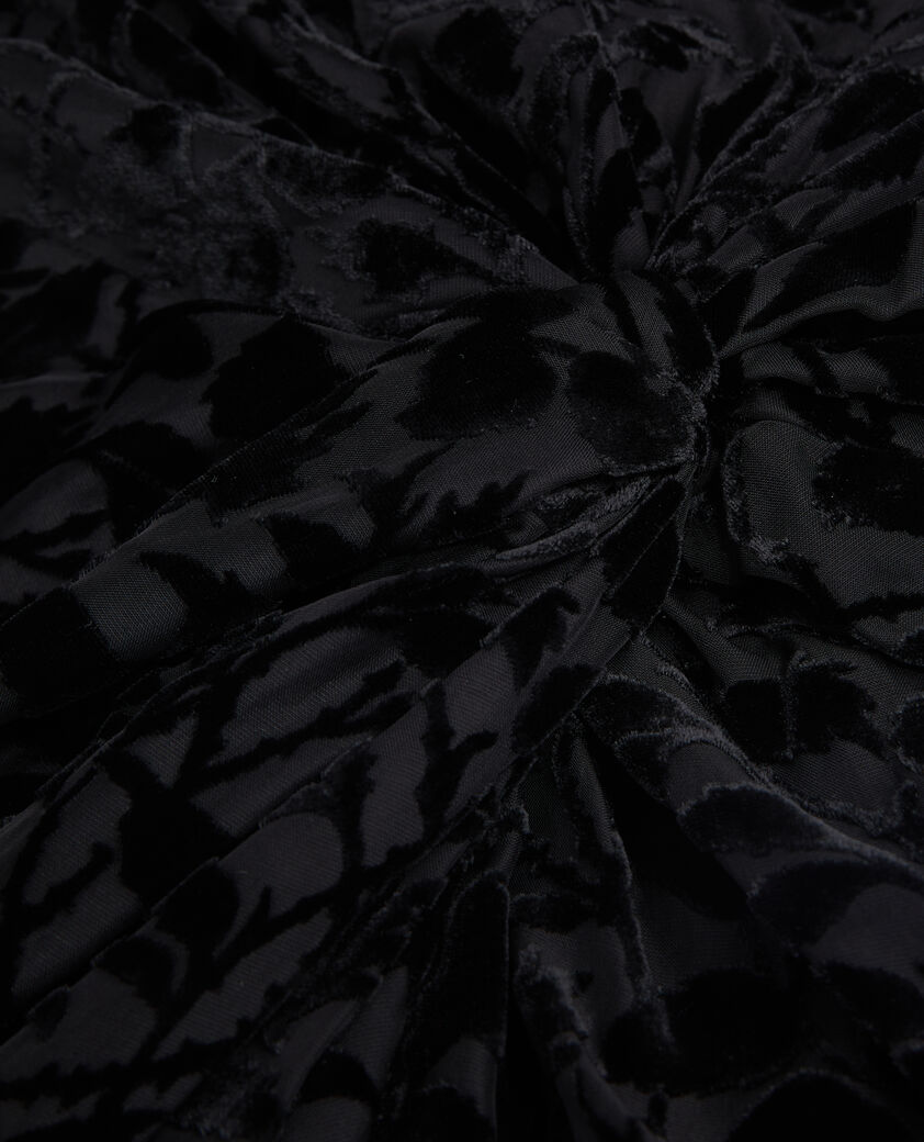 The Kooples FEMME BLACK jupe mi-longue noire en velours dévoré