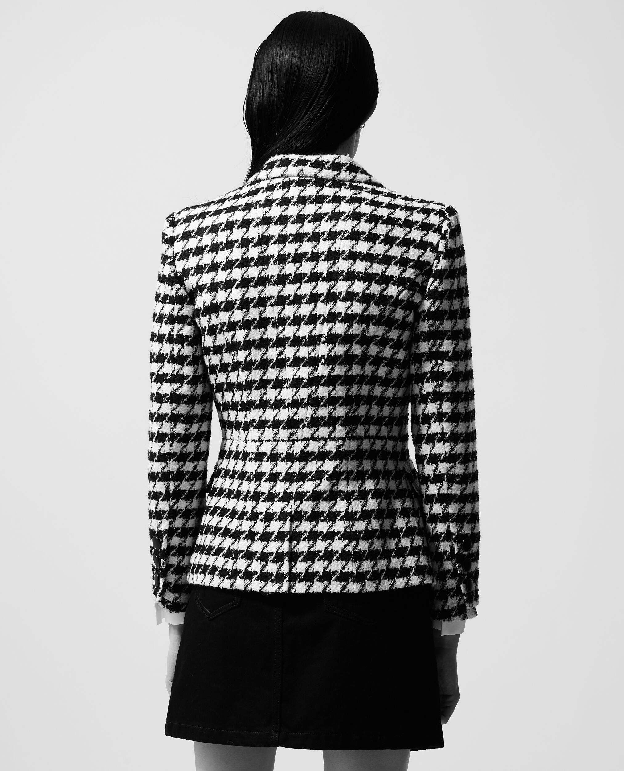 Veste tweed habillée motif pied-de-poule, BLACK WHITE, hi-res image number null