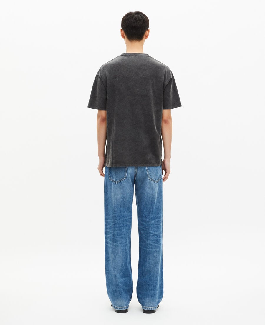 The Kooples MEN BLACK WASHED t-shirt with grey screen print
