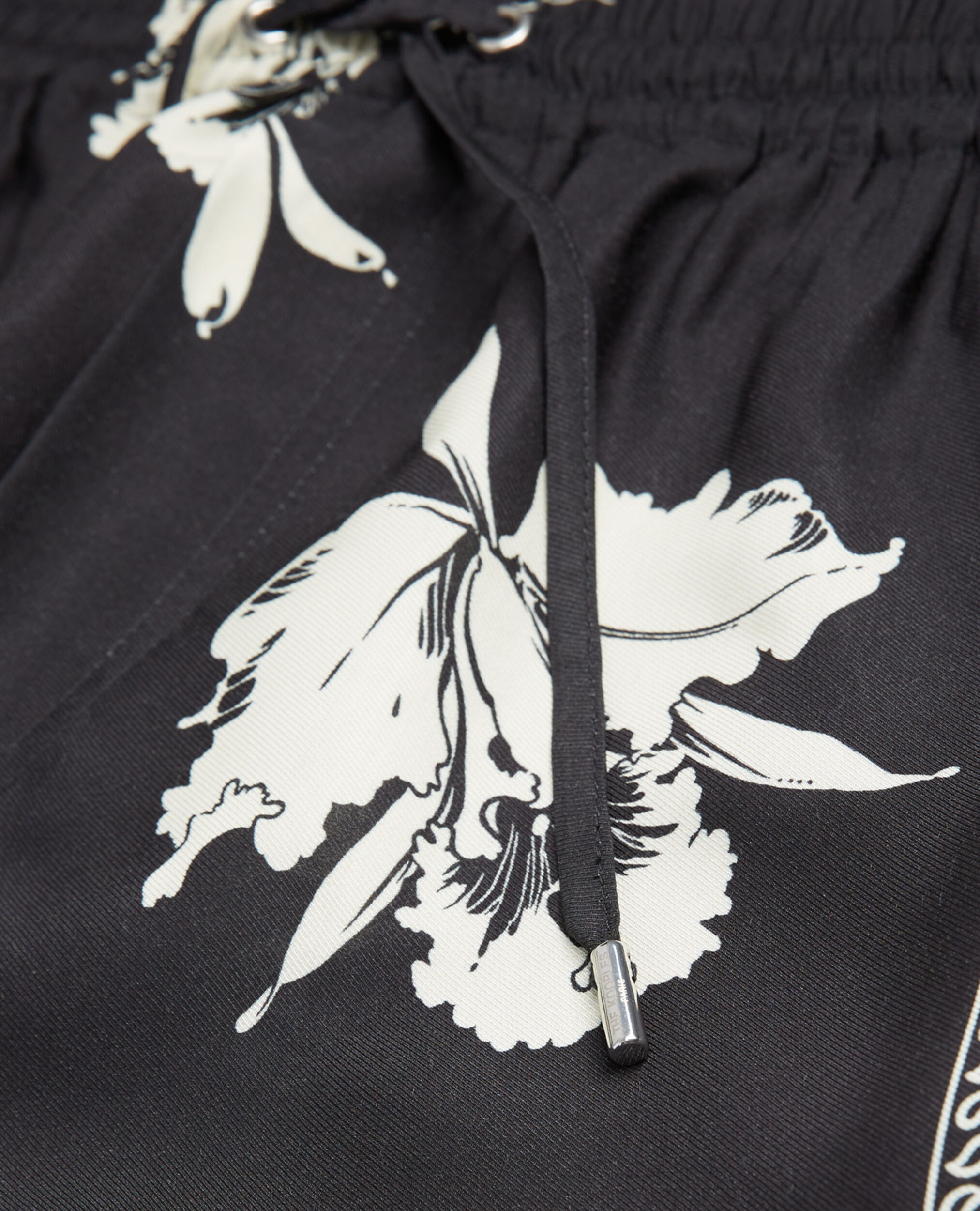 Short noir et blanc fluide motif fleuri, BLACK WHITE, hi-res image number null