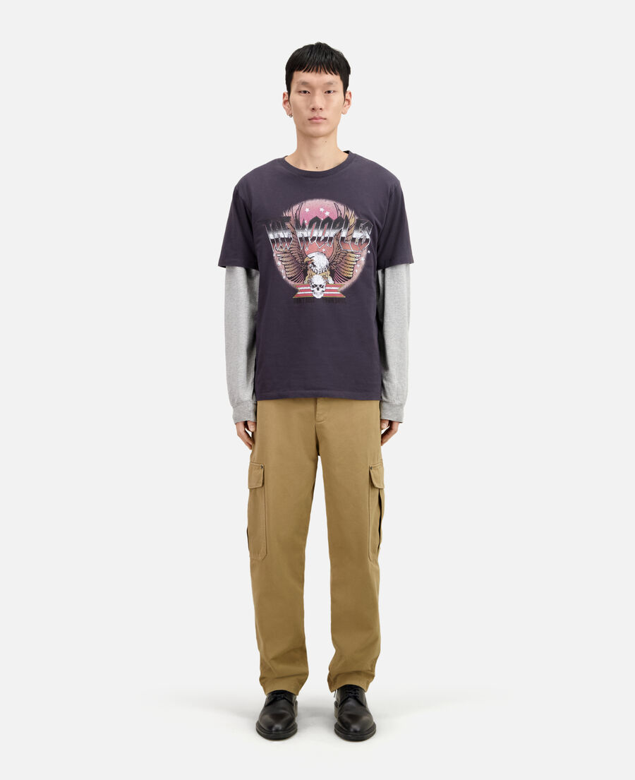 carbon grey t-shirt with rock eagle serigraphy