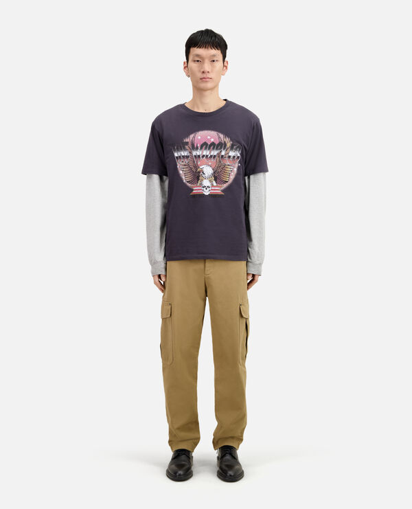 t-shirt gris carbone avec sérigraphie rock eagle