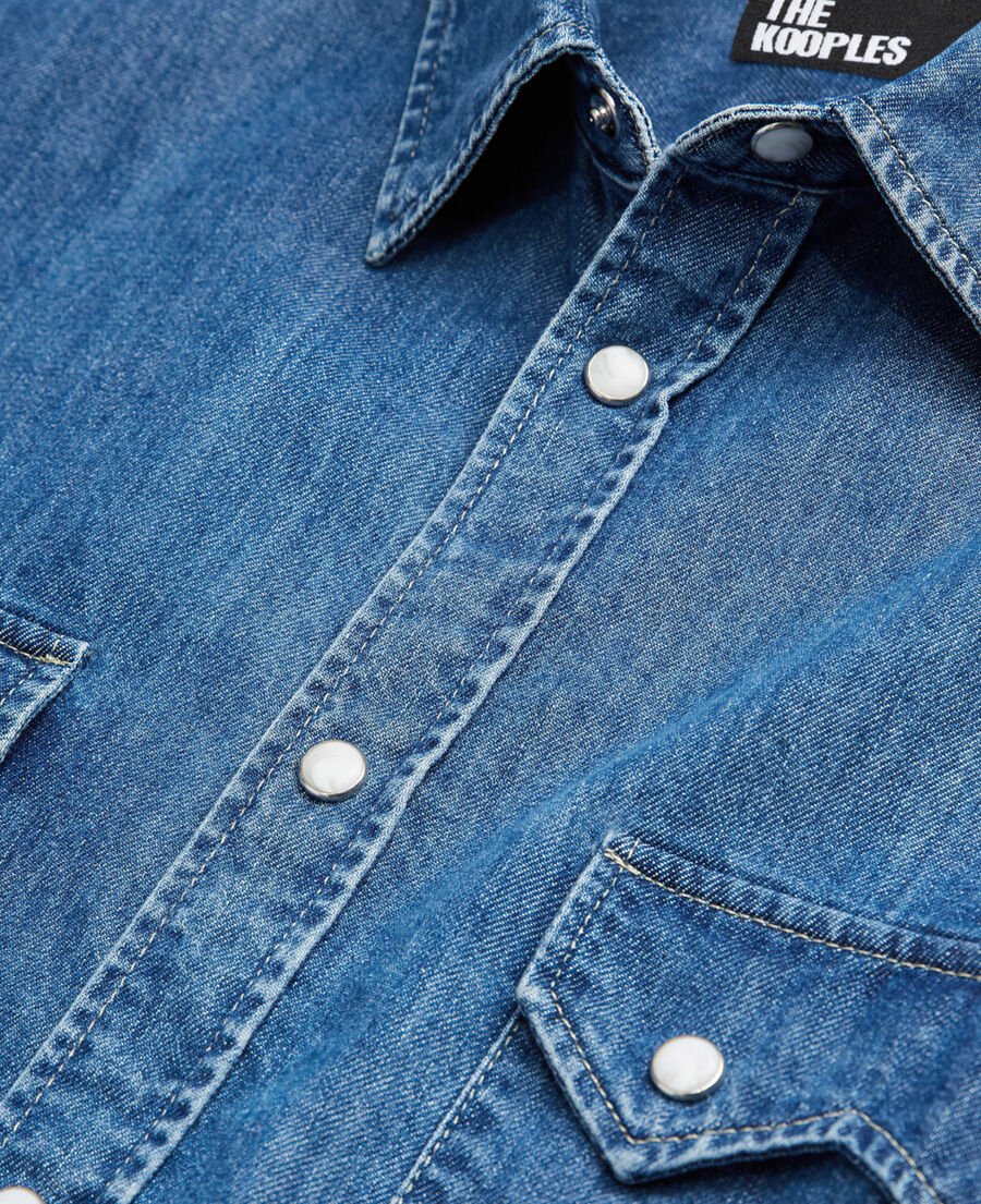 blue classic collar denim shirt