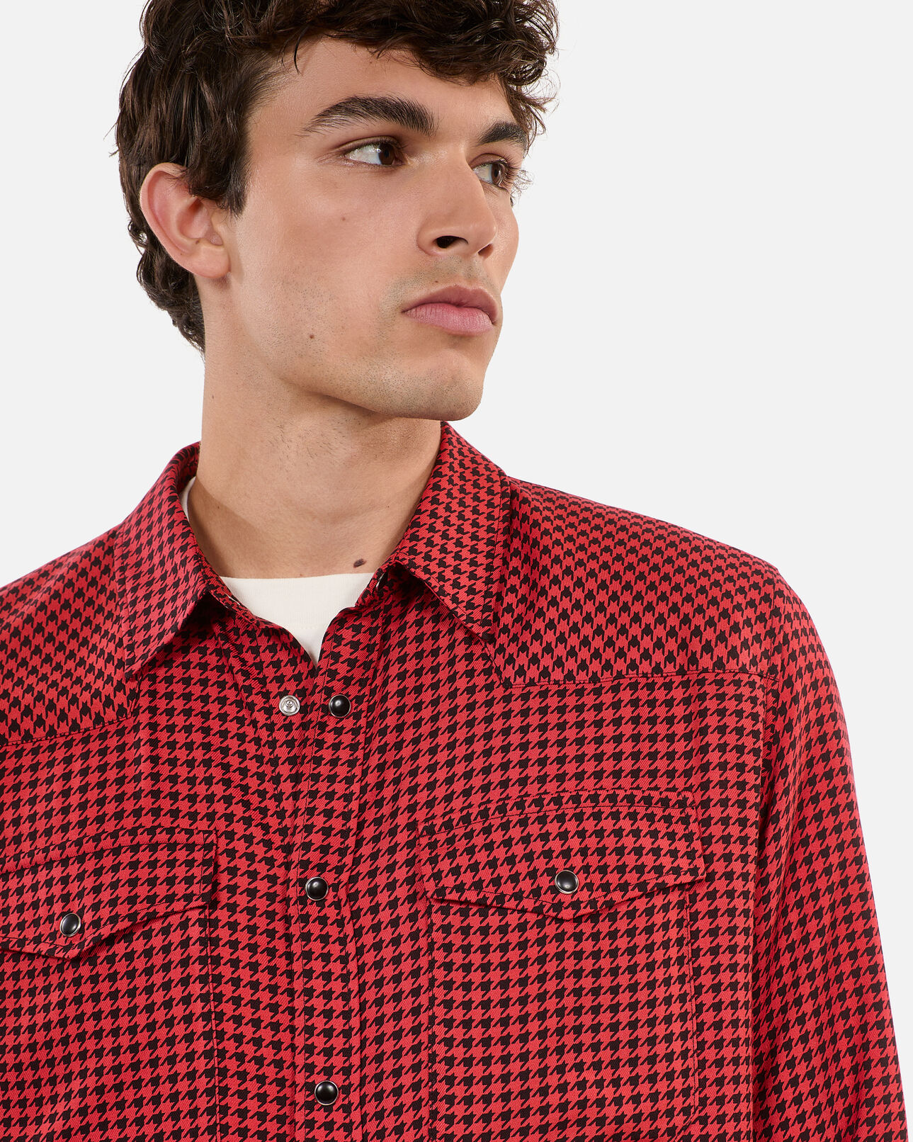 The Kooples MEN BLACK - RED black and red houndstooth shirt