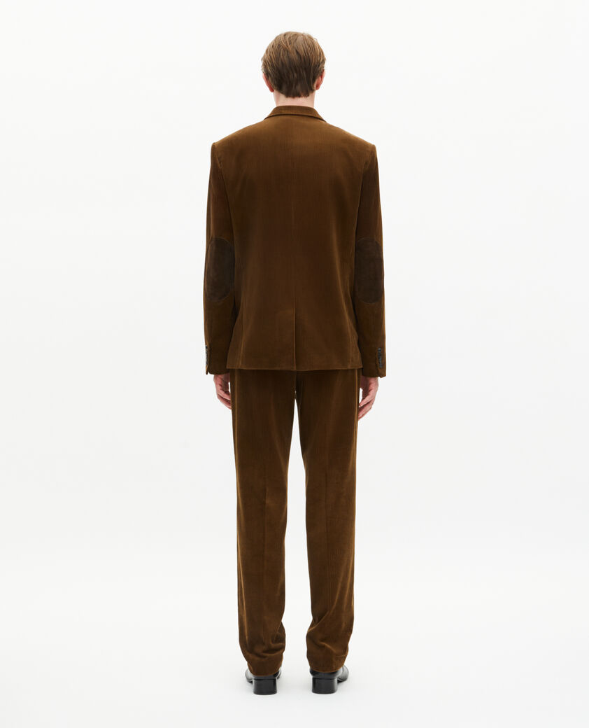 The Kooples HOMME CARAMEL veste de costume en velours côtelé marron