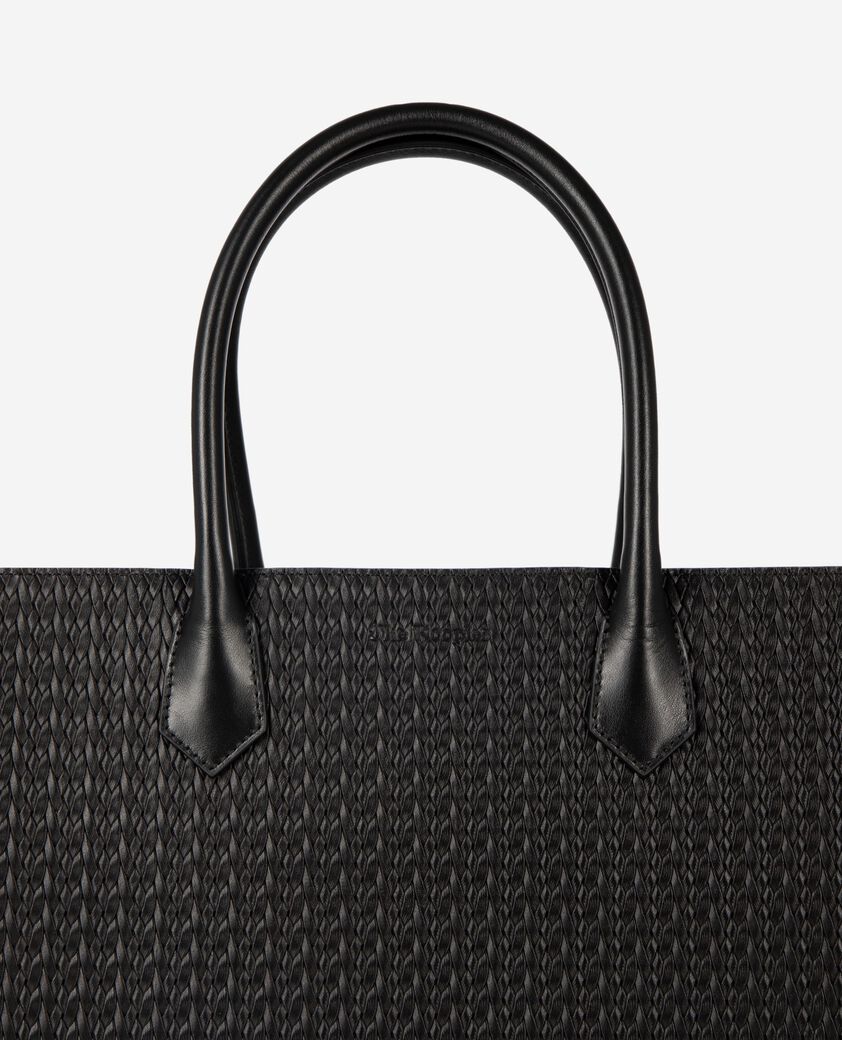 The Kooples WOMEN BLACK ming l tote bag in black woven leather