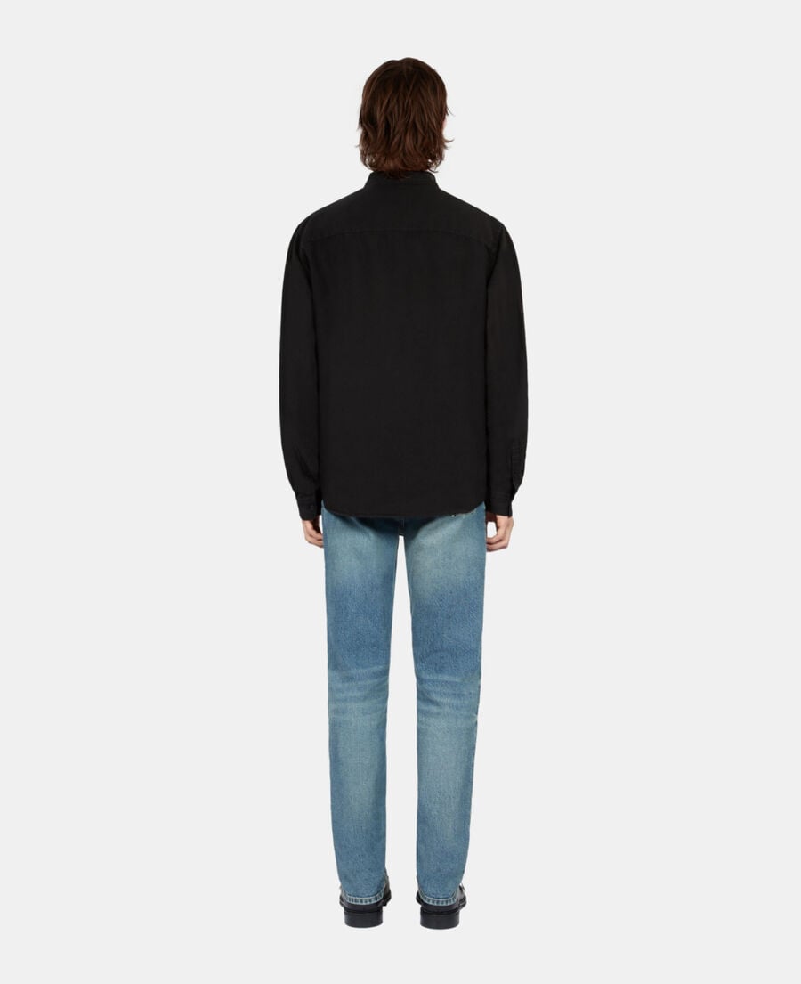 The Kooples HOMME BLACK chemise en coton et lin noire