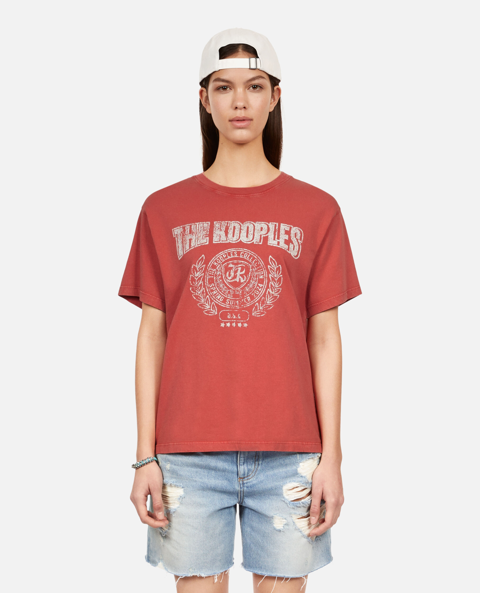 Red T-shirt with Blazon serigraphy, RED BRIQUE, hi-res image number null