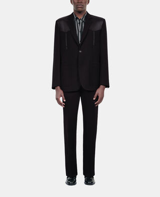 The Kooples HOMME BLACK veste en laine avec d&eacute;tails en cuir noire