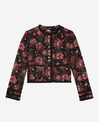 The Kooples FEMME BLACK - RED blouson en jacquard roses bordeaux