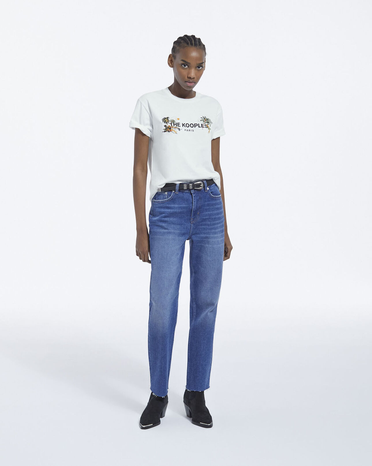 The Kooples FEMME WHITE t-shirt blanc brodé logo the kooples noir