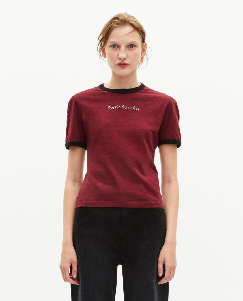 The Kooples WOMEN WINE RED t-shirt with red rhinestone screen print