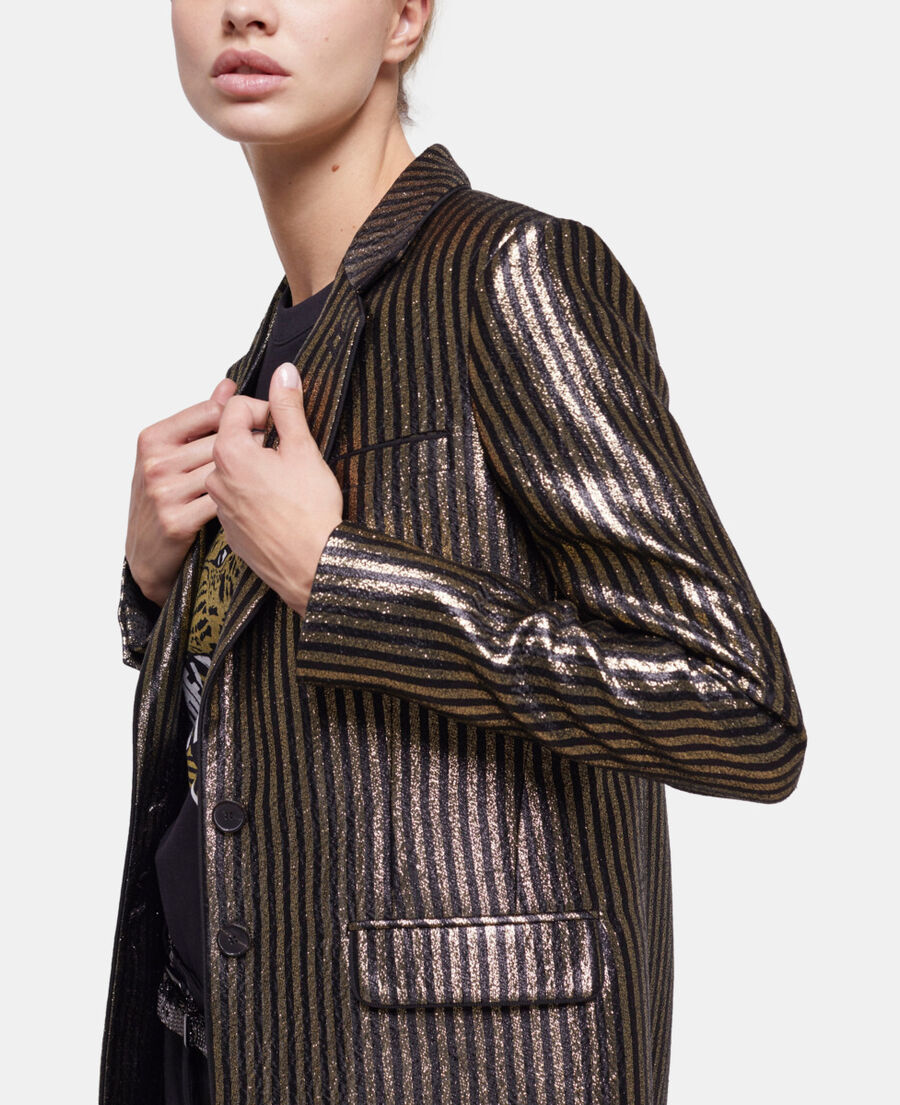chaqueta rayas dorada