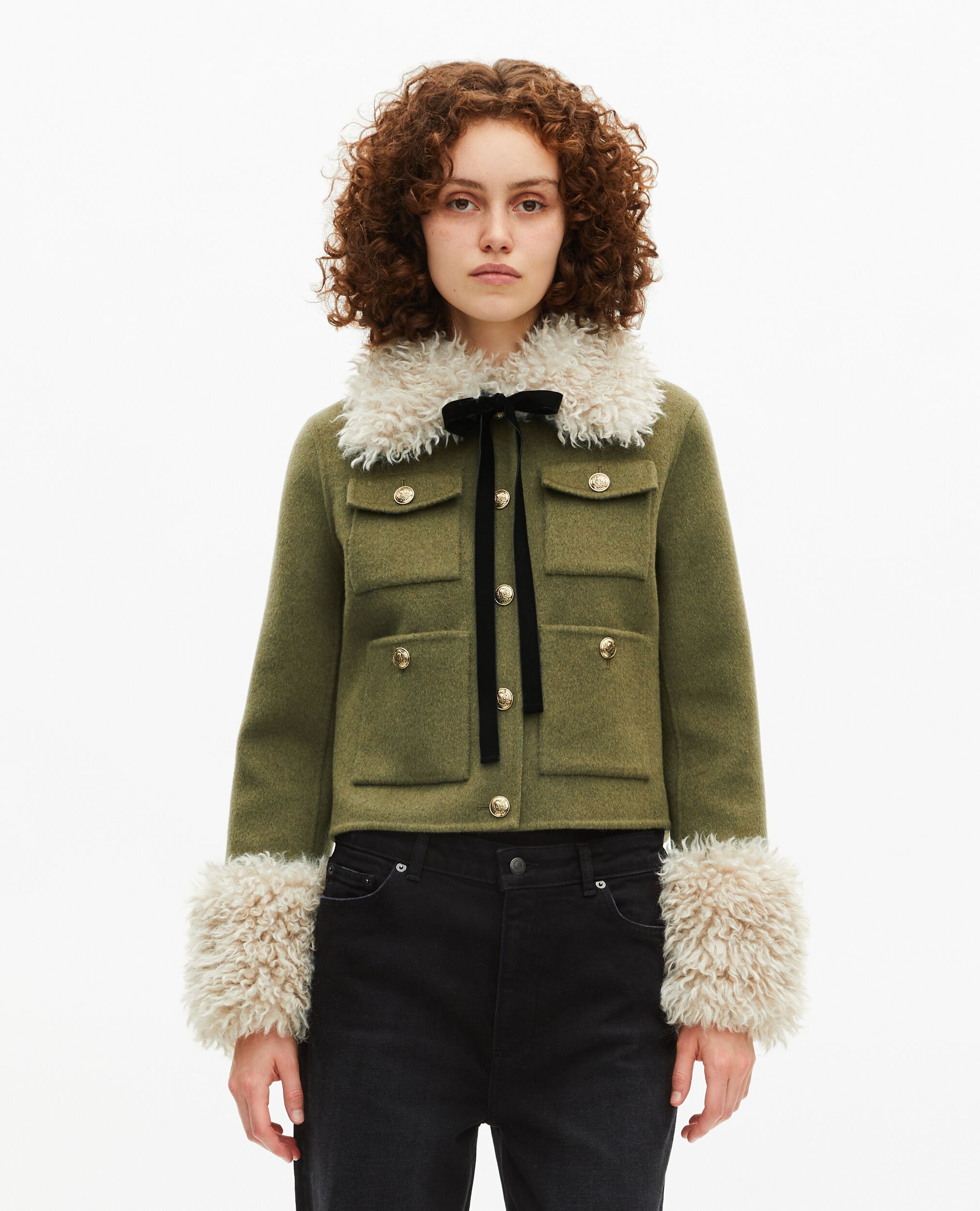Chaqueta caqui con cuello de sherpa, KAKI, hi-res image number null