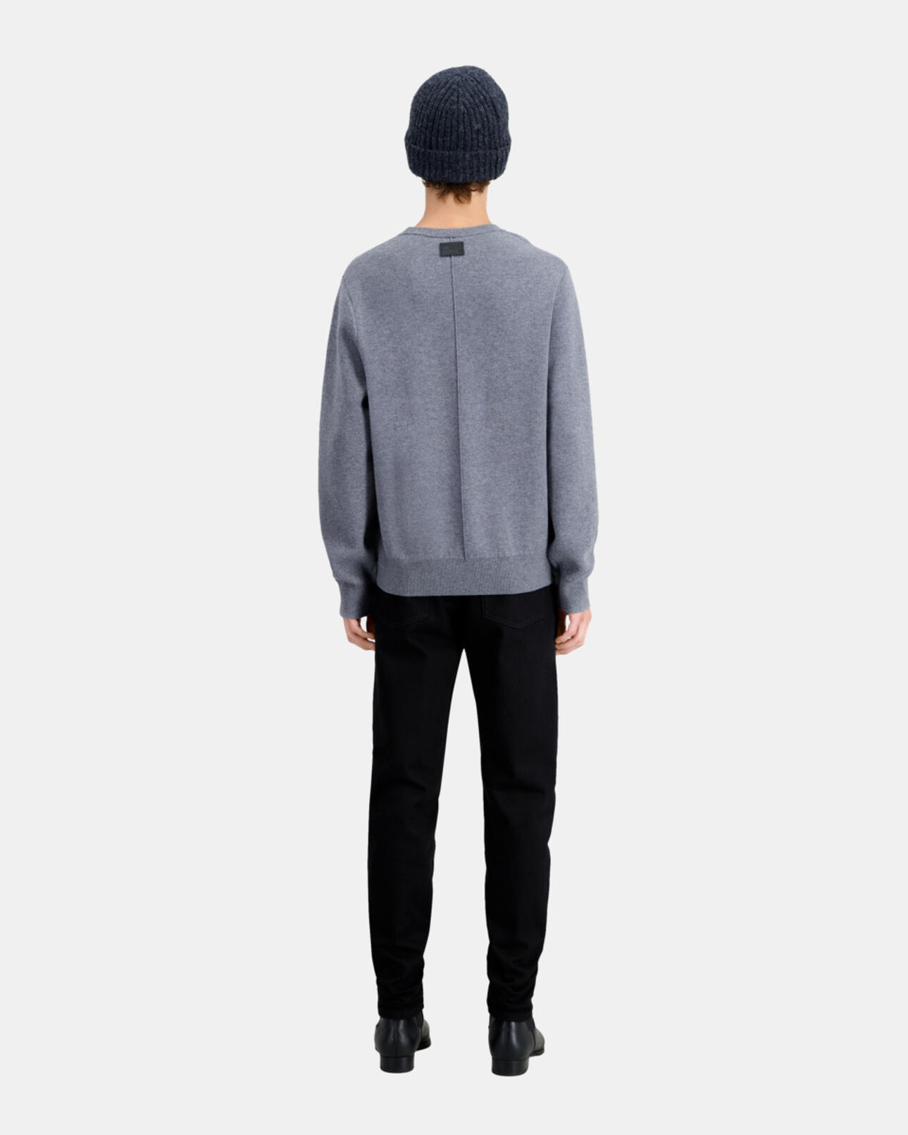 The Kooples MEN ANTHRACITE / BLACK dagger through heart grey sweater in wool blend