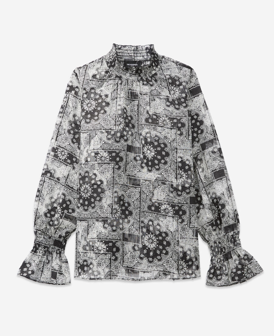 printed frilly blouse