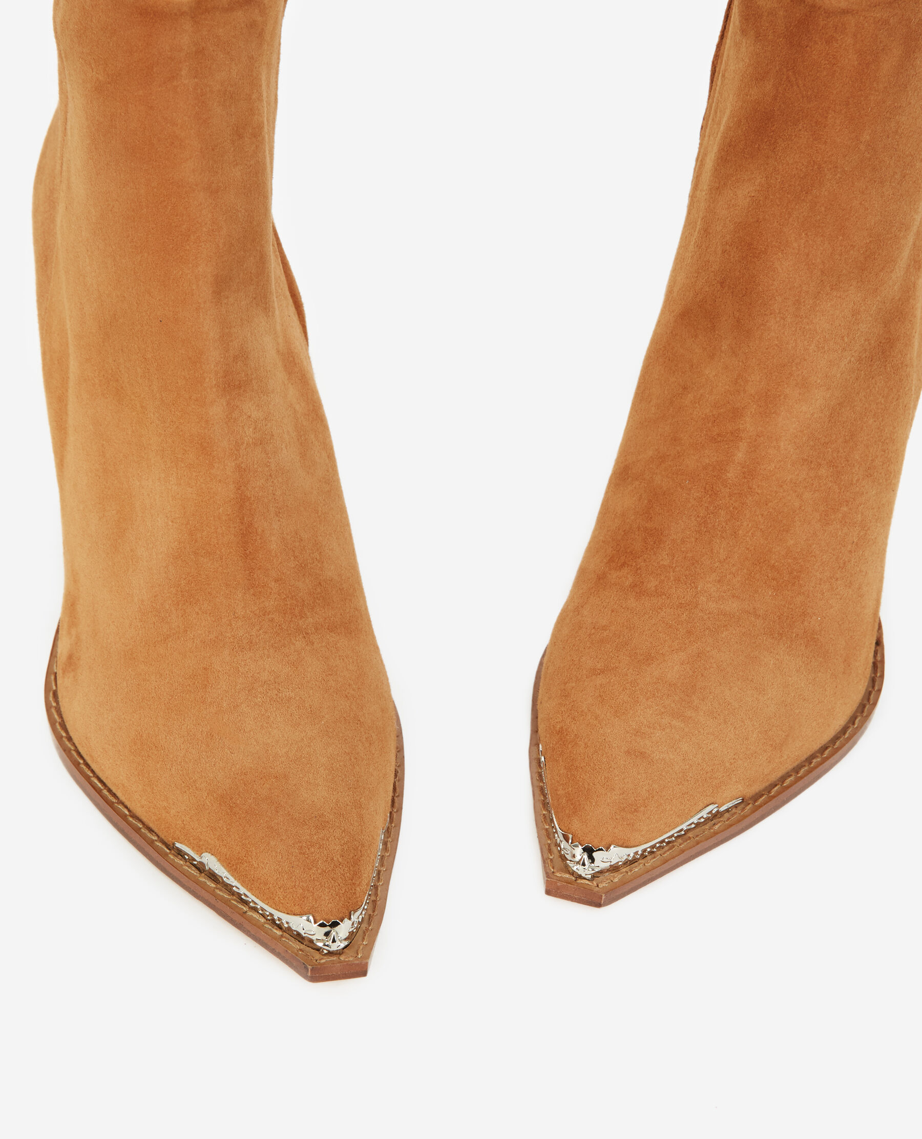 Camel heeled ankle boots with silver detail The Kooples US