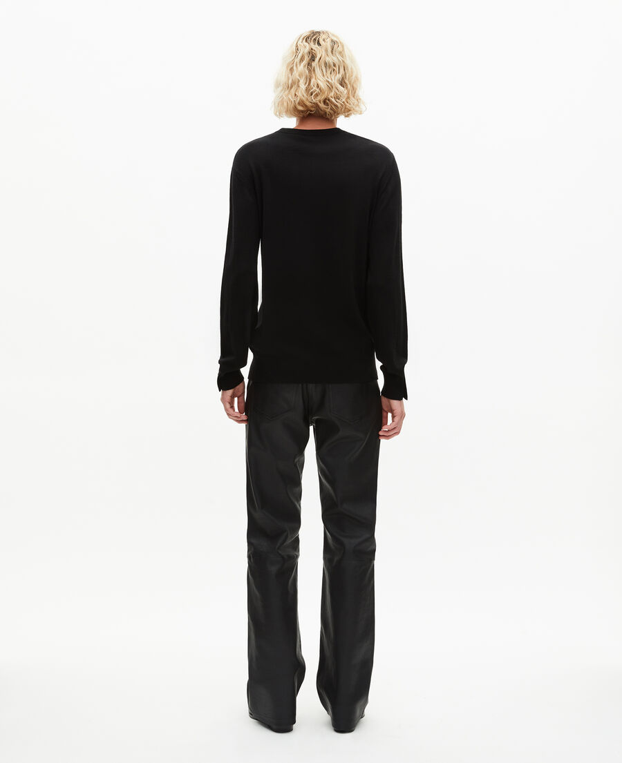 The Kooples MEN BLACK black merino wool round-neck sweater