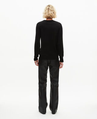 The Kooples MEN BLACK black merino wool round-neck sweater