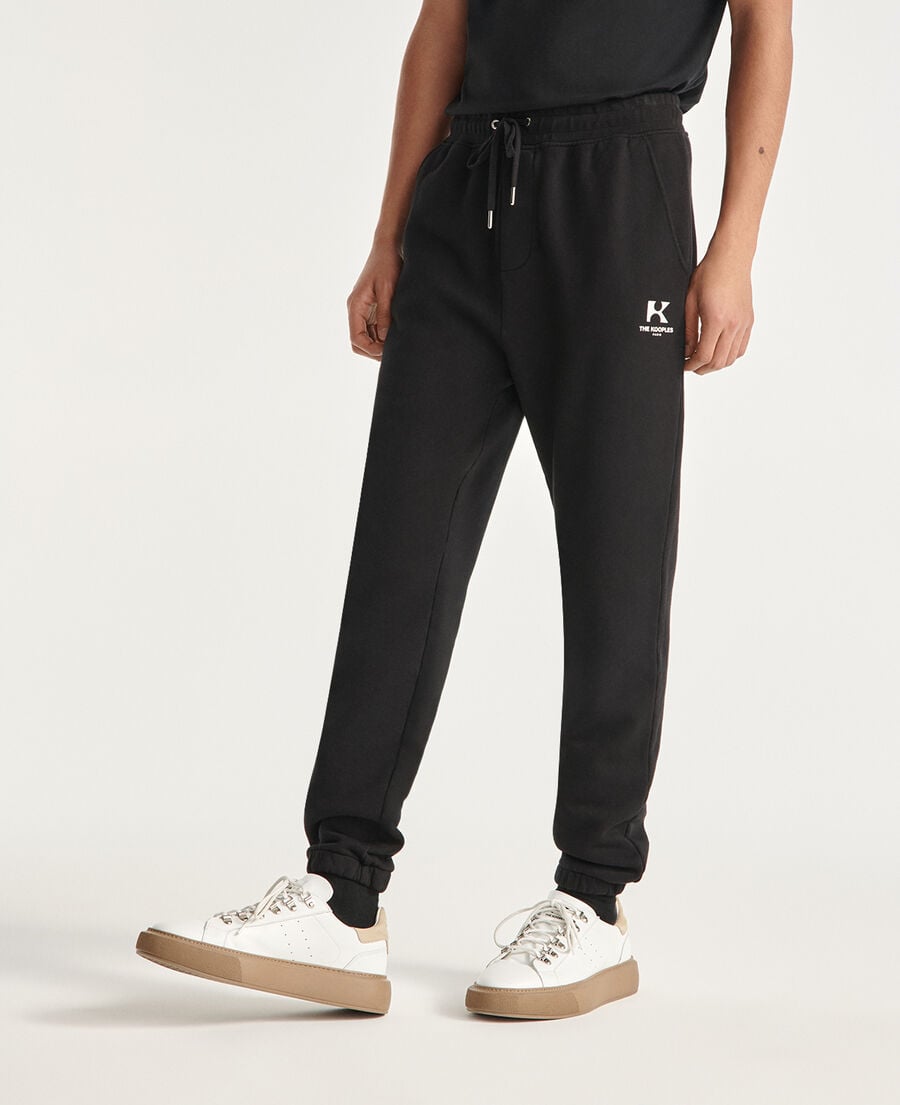 The Kooples H BLACK black fleece joggers with logo