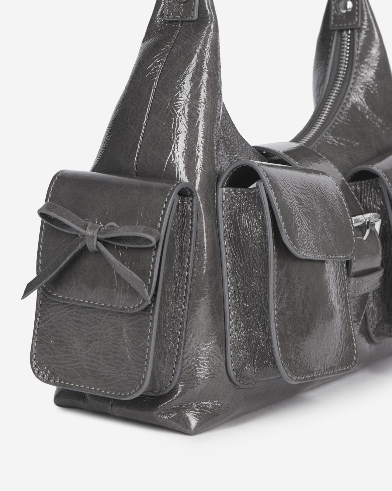 The Kooples MUJER GREY bolso amelia en piel agrietada gris