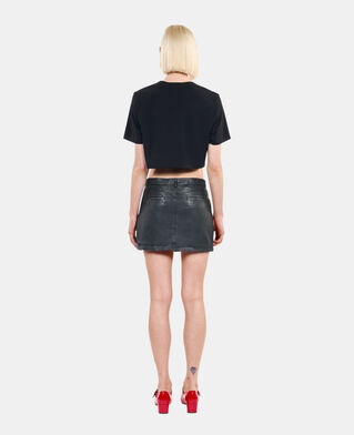 The Kooples DAMEN BLACK schwarzes t-shirt mit twin hearts-siebdruck