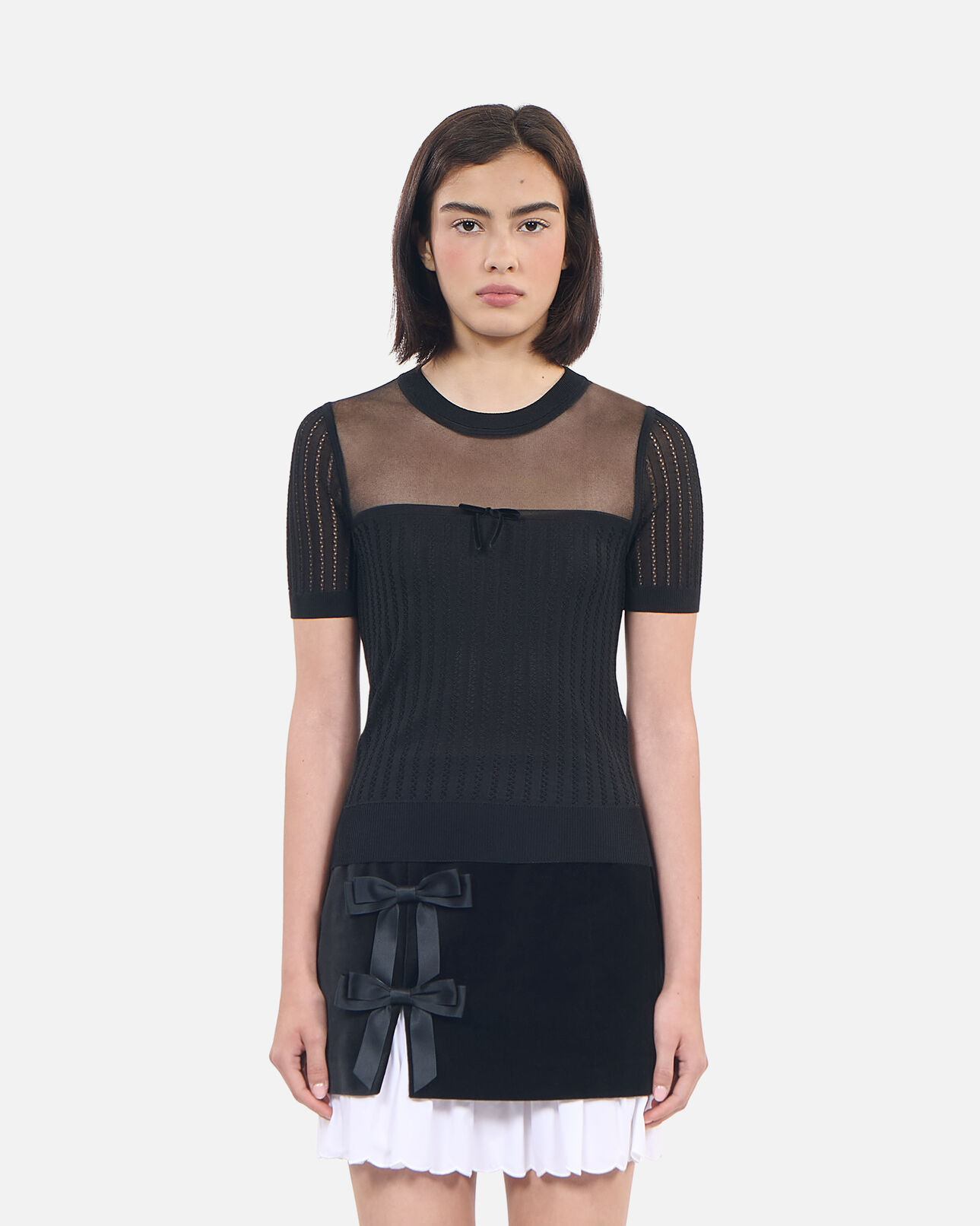 The Kooples FEMME BLACK pull en maille ajourée noir