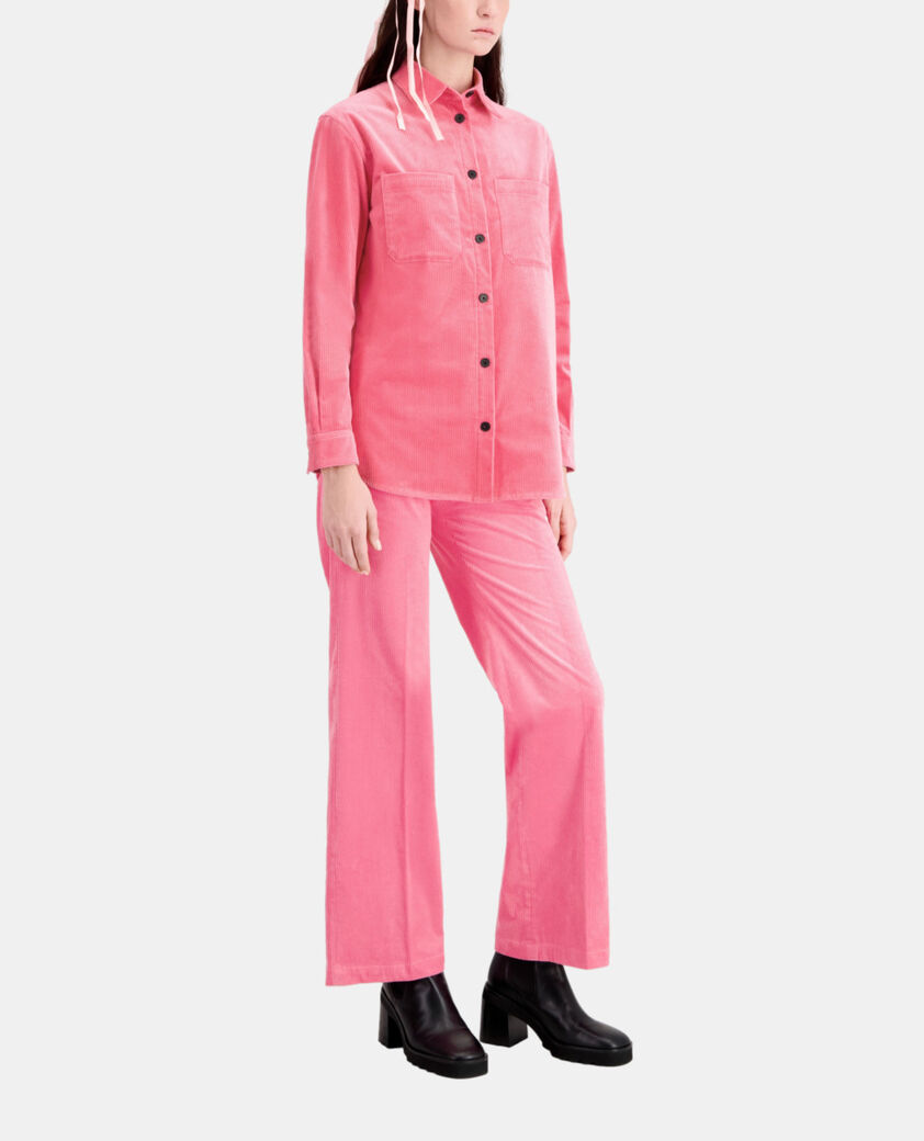 The Kooples FEMME OLD PINK surchemise rose en velours côtelé