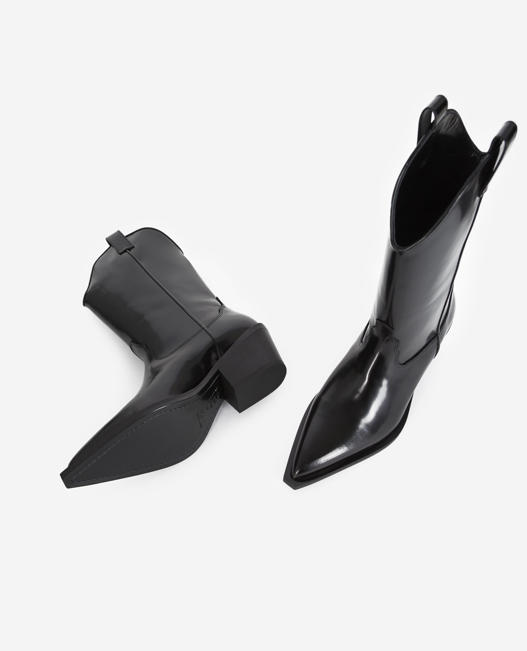 Heeled western glossy leather ankle boots The Kooples