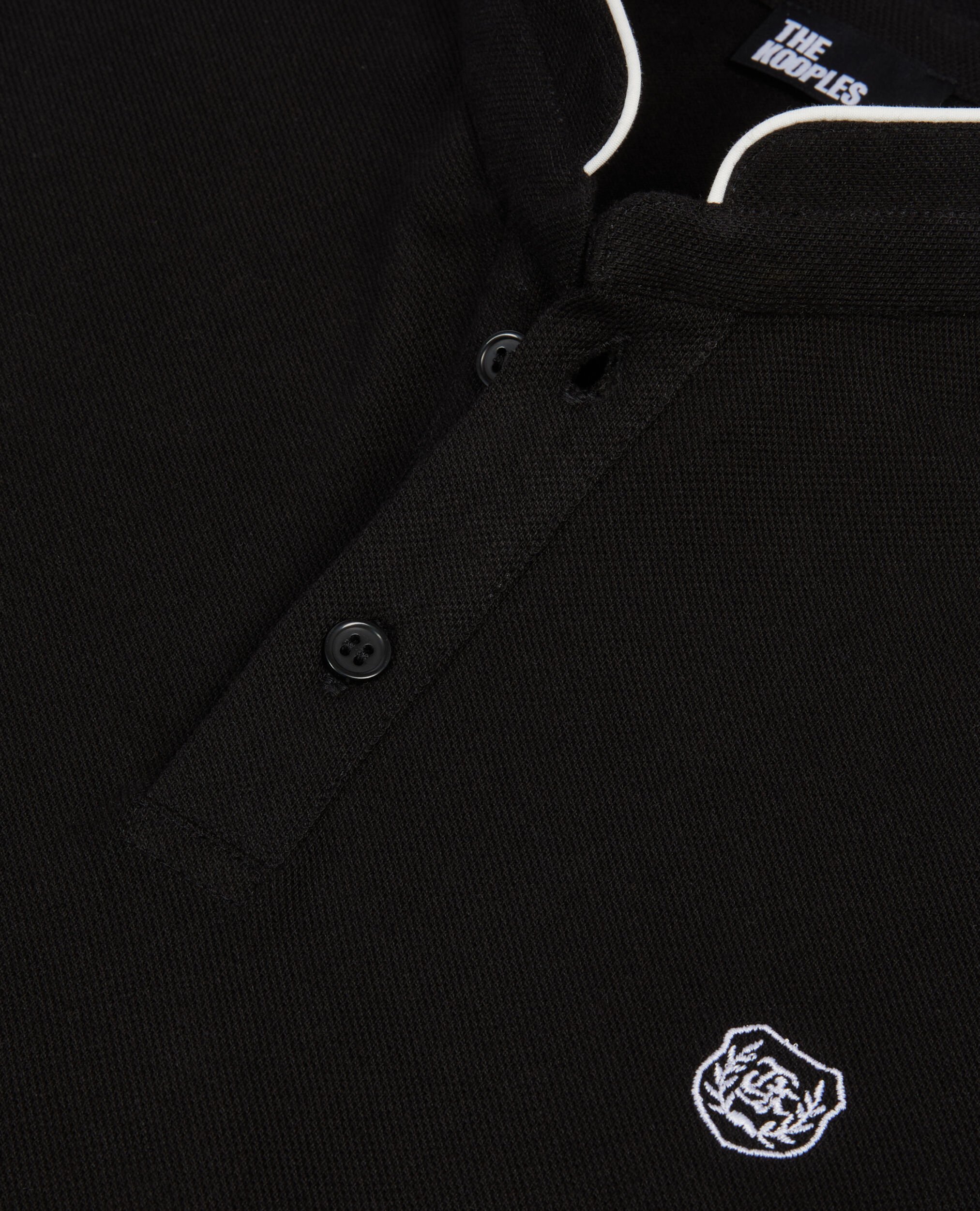 Black pique cotton polo t-shirt, BLACK / WHITE, hi-res image number null