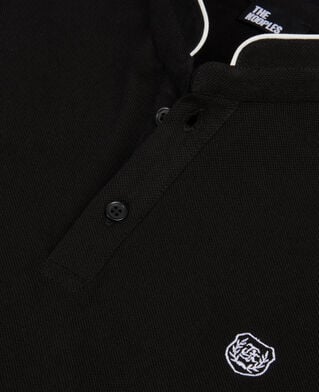 The Kooples H BLACK / WHITE black pique cotton polo t-shirt