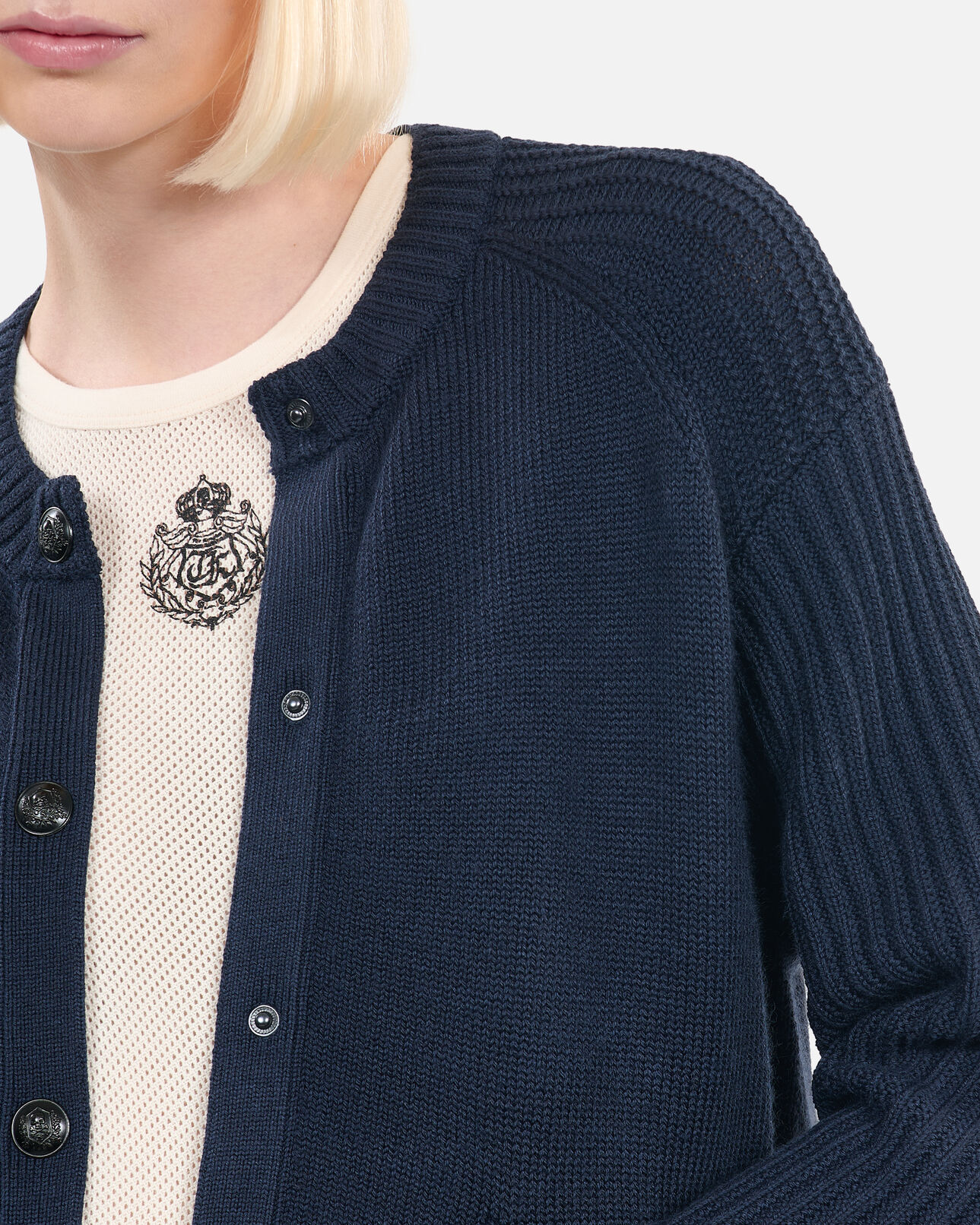 The Kooples FEMME DARK BLUE cardigan en laine bleu marine