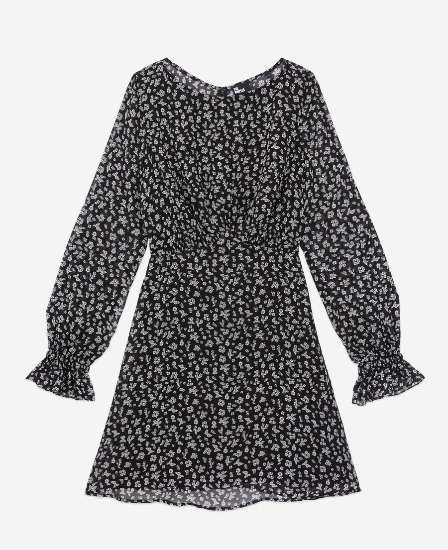 The Kooples WOMEN BLACK-ECRU short printed dress