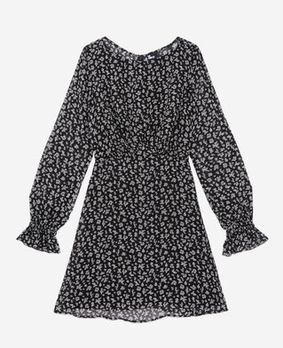 The Kooples WOMEN BLACK-ECRU short printed dress
