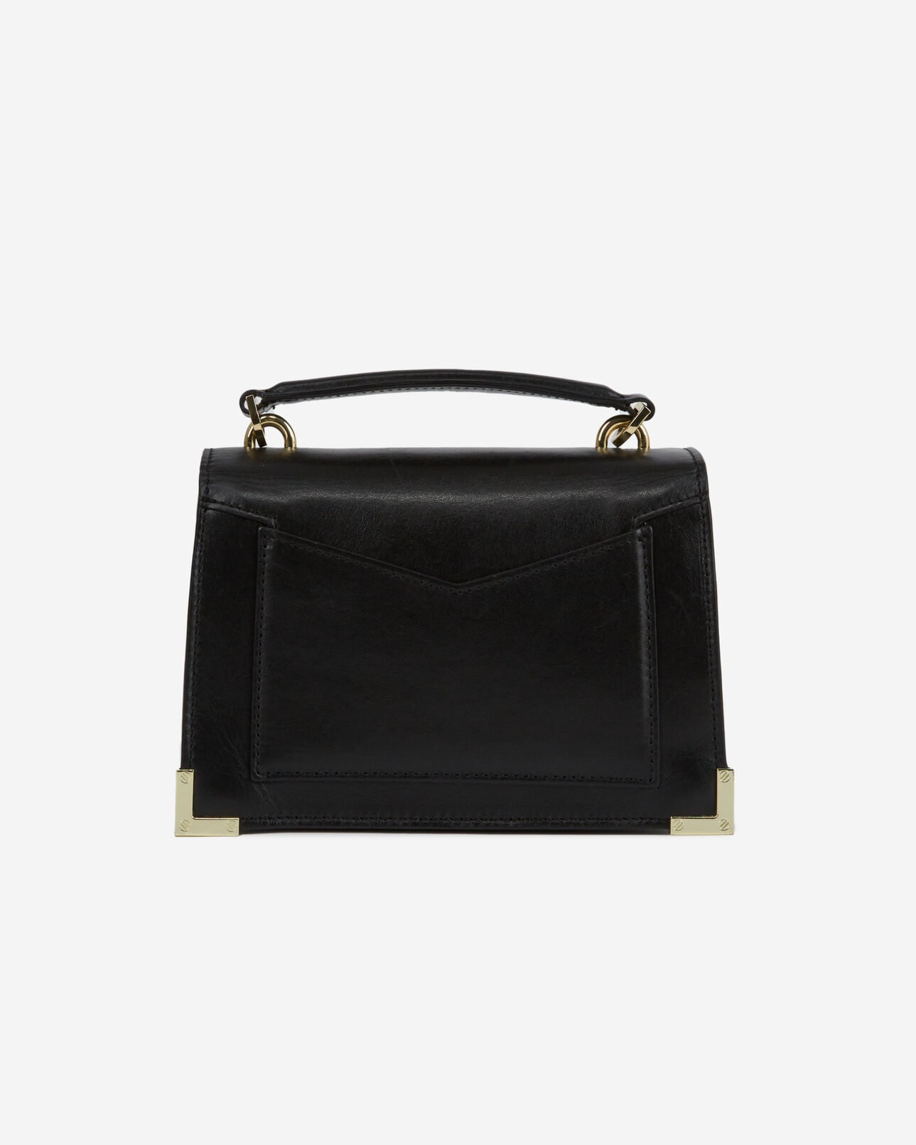 The Kooples WOMEN BLACK small black leather handbag with gold details