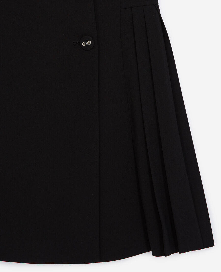 vestido corto negro sin manga abotonada
