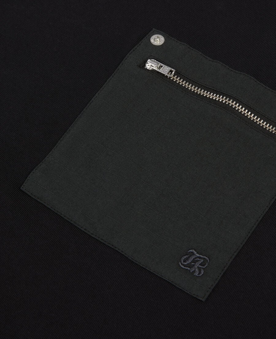 The Kooples MEN BLACK black t-shirt with zipped pocket