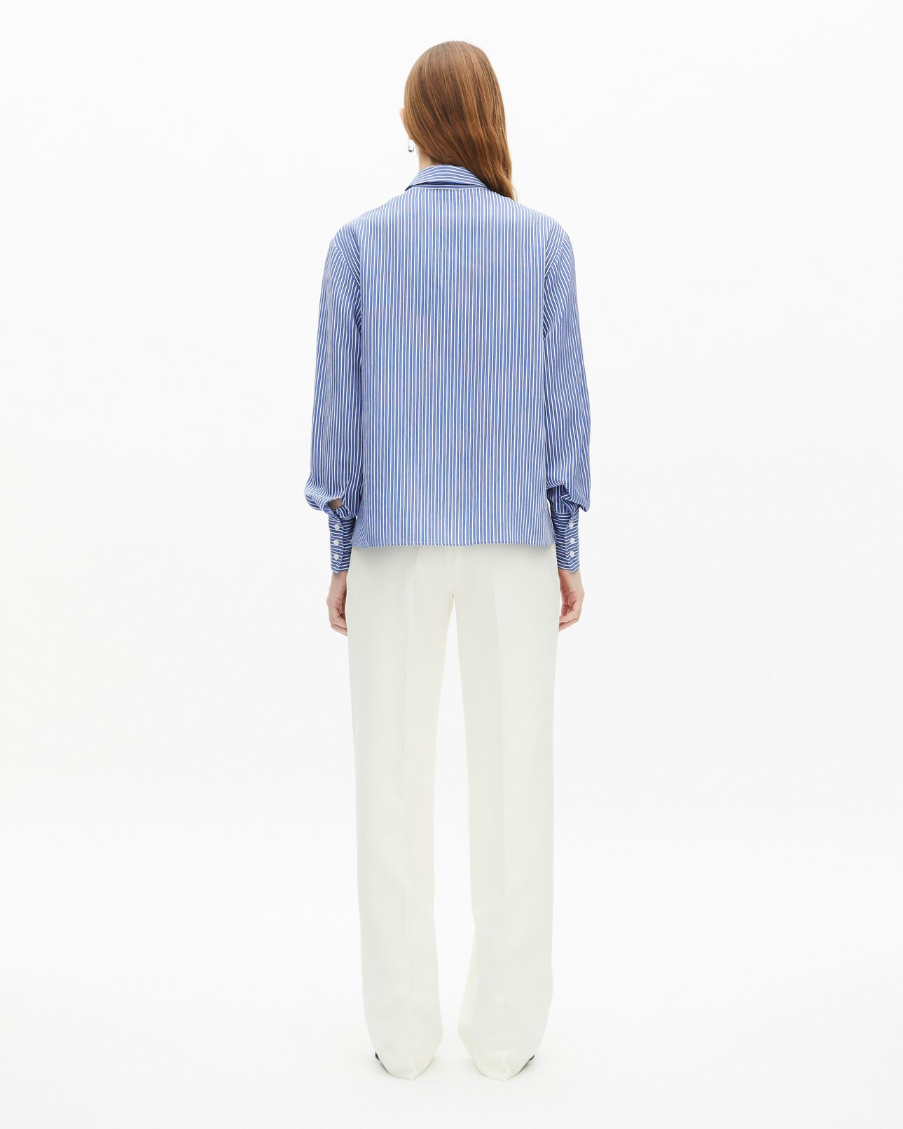 The Kooples WOMEN BLUE WHITE blue and white striped long sleeve shirt