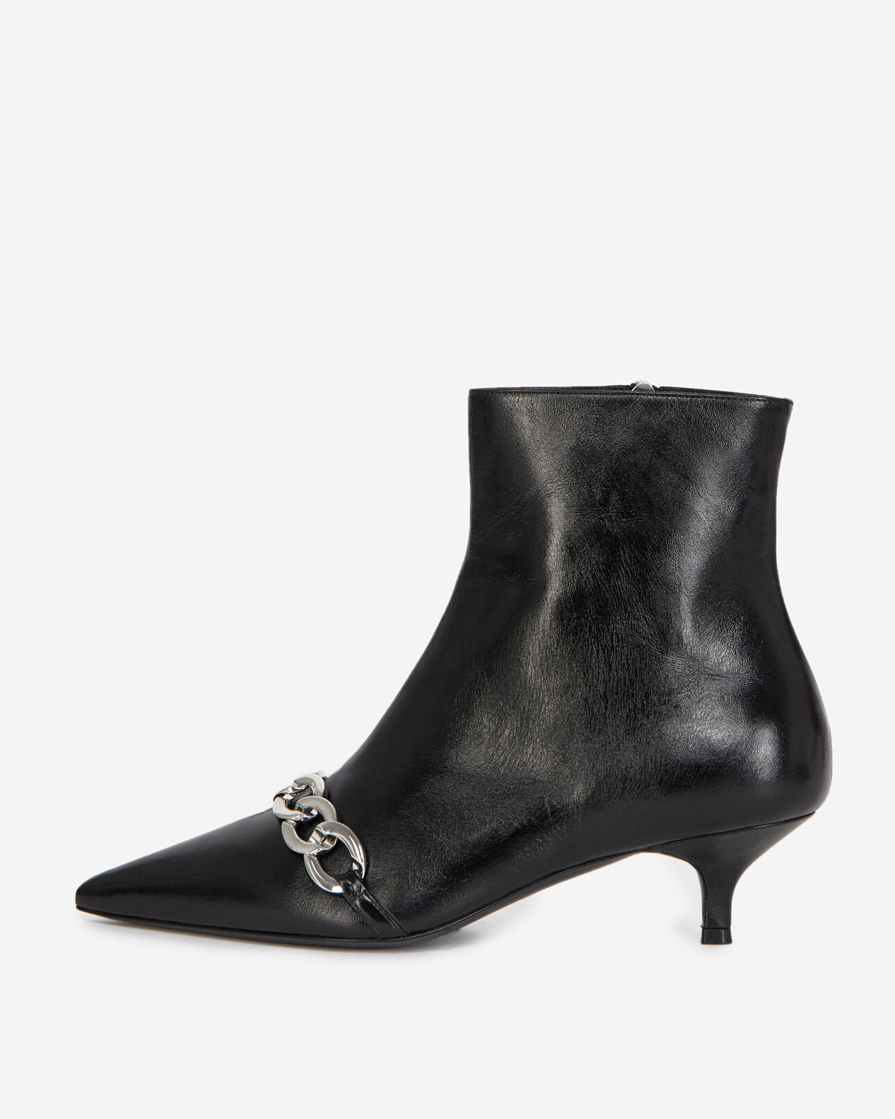 The Kooples FEMME BLACK bottines noires à talons détail chaîne
