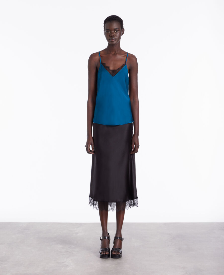 Blue camisole with lace details | The Kooples - UK