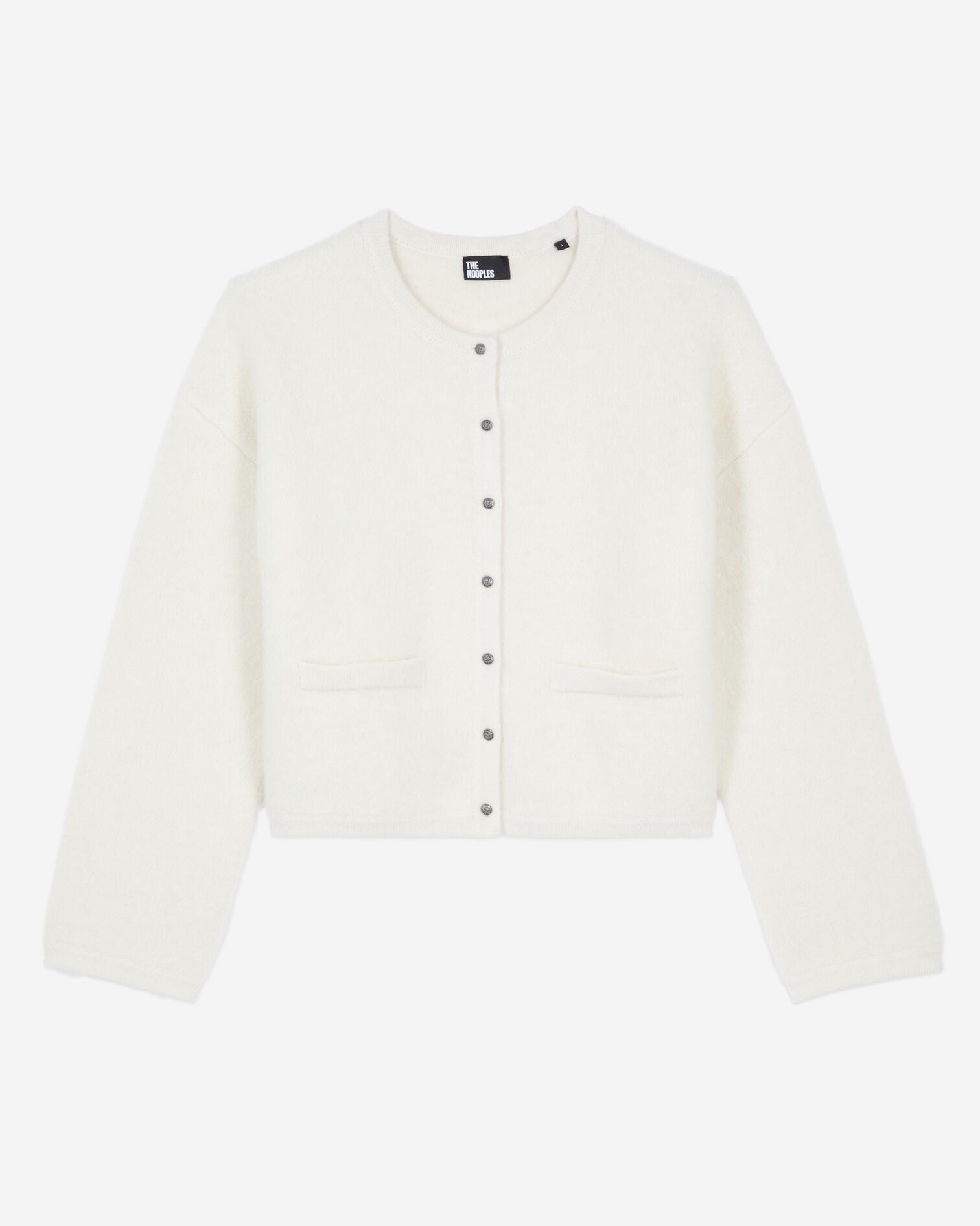 Ecru alpaca and wool cardigan, ECRU, hi-res image number null