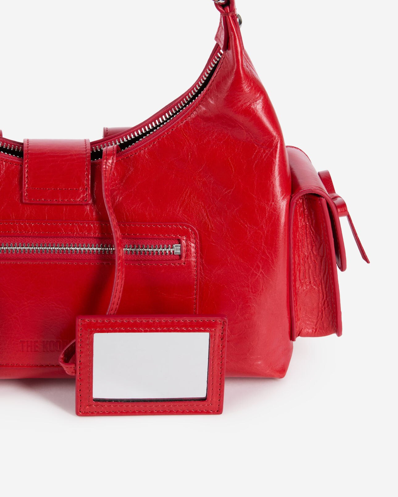 The Kooples FEMME RED sac amelia en cuir craquelé rouge