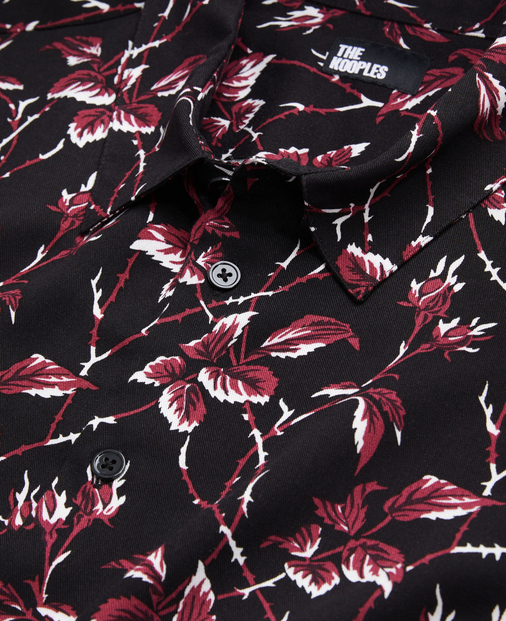 The Kooples MEN BLACK - BURGUNDY printed shirt