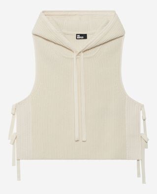 The Kooples FEMME ECRU pull sans manches en laine et coton écru